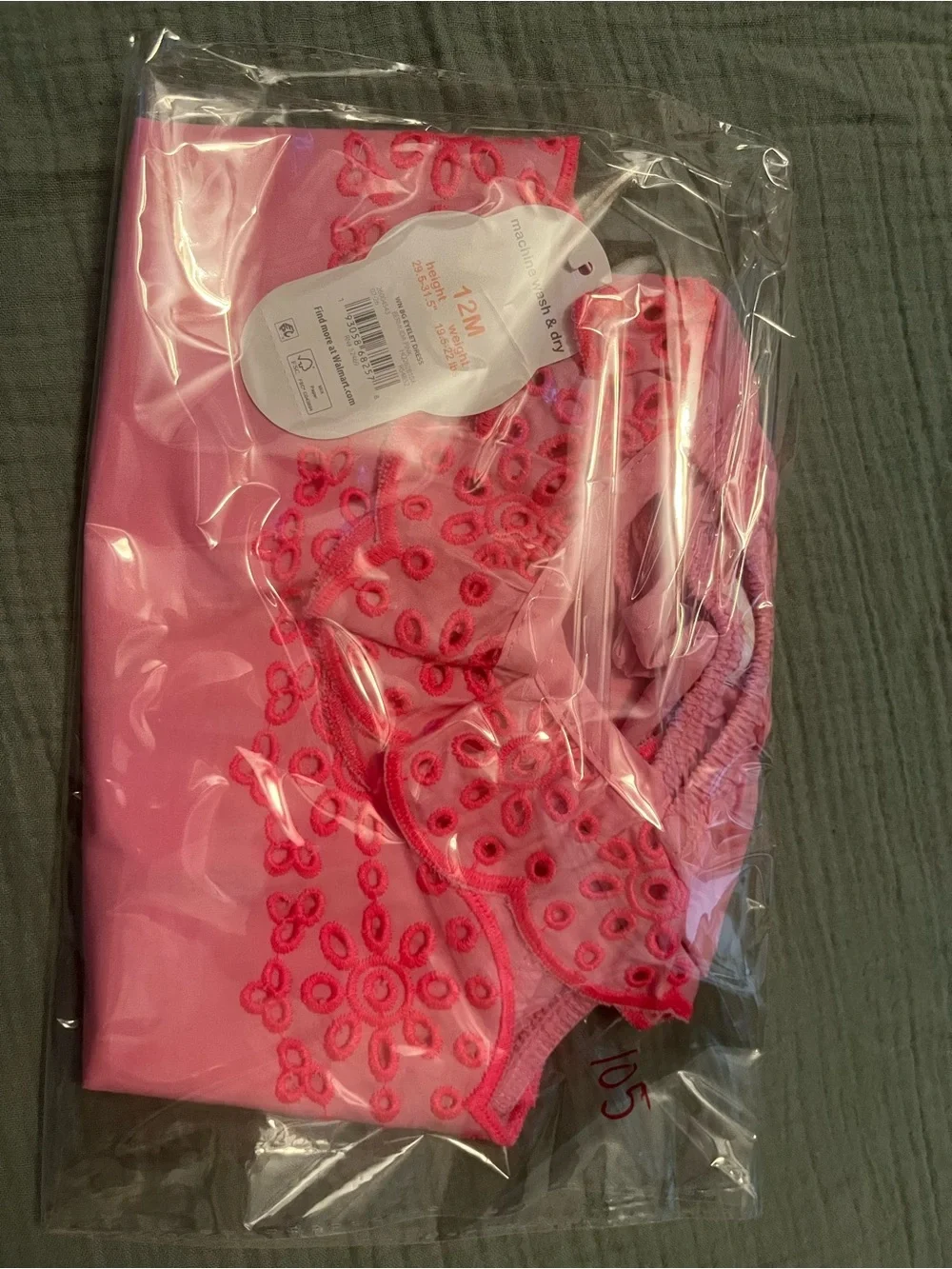 Wonder Nation Baby Girl 12M Pink Eyelet Ruffle Romper Dress NWT